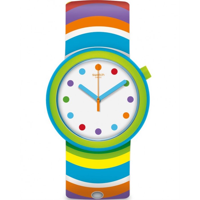 SWATCH POP POPADELIC Δύο Όψεων Πολύχρωμο ή λευκό λουράκι σιλικόνης PNL100