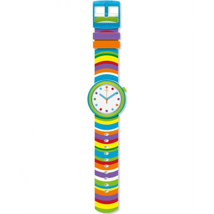 SWATCH POP POPADELIC Δύο Όψεων Πολύχρωμο ή λευκό λουράκι σιλικόνης PNL100