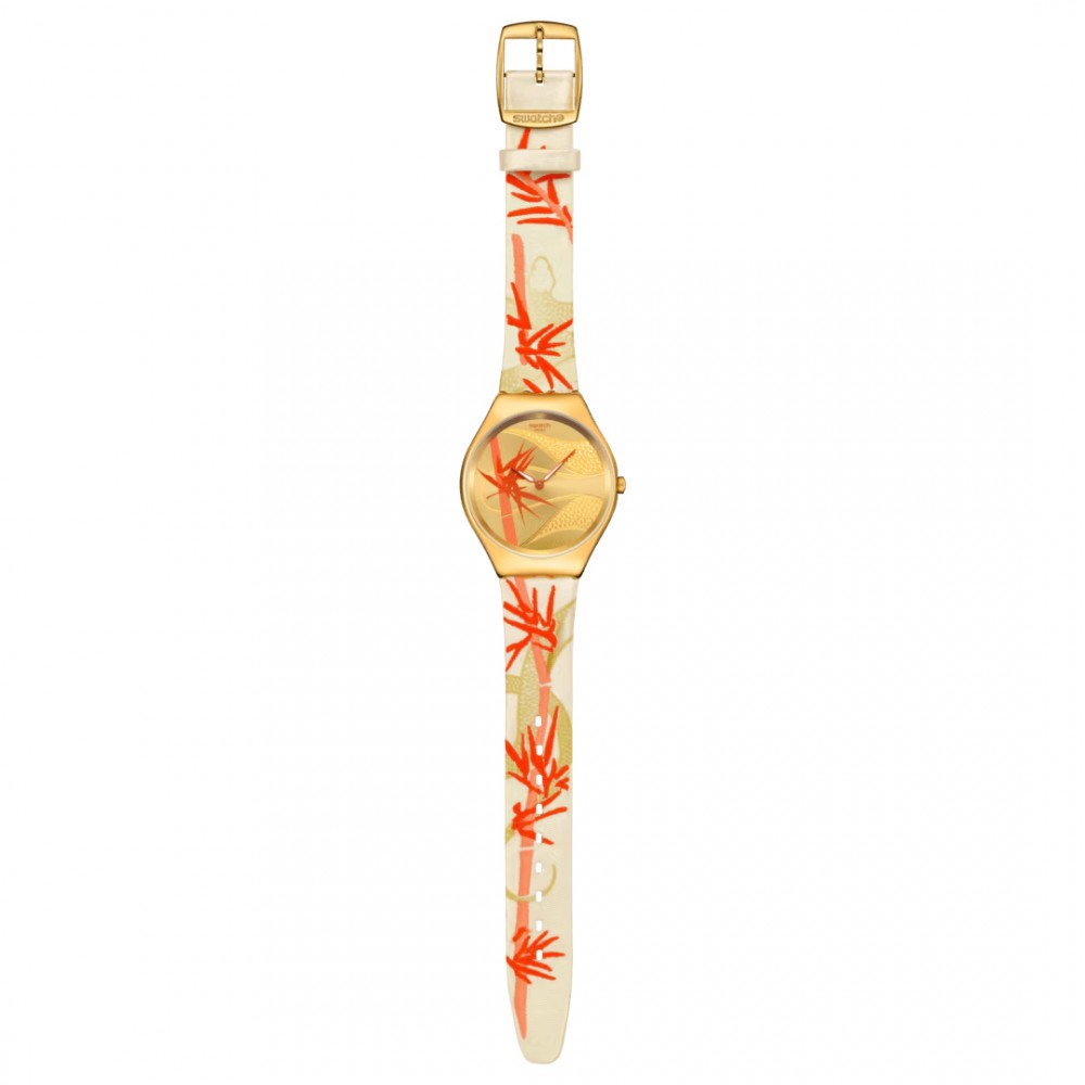 SWATCH GOLDEN RED BAMBOO SKIN Ρολόι Υφασμάτινο λουράκι σιλικόνης SYXZ105
