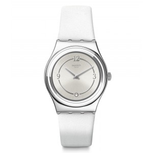 SWATCH MADAME BLANCHETTE Watch White Leather Strap YLS213