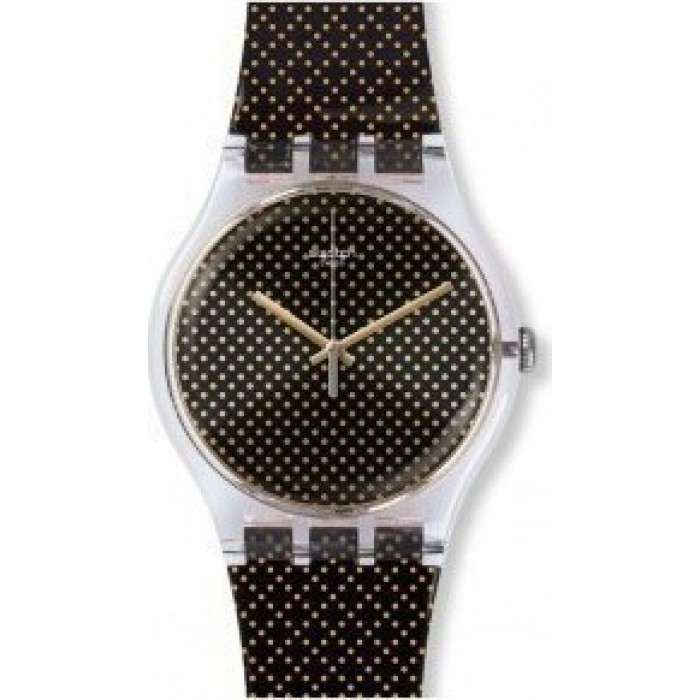 SWATCH Gridlight  Μαύρο με χρυσό πλαστικό λουράκι  SUOK119 