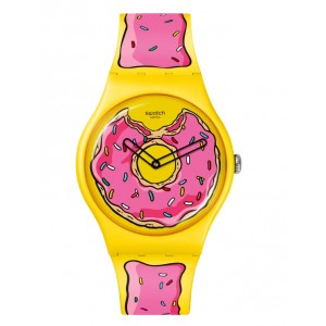 SWATCH THE SIMPSONS COLLECTION SECONDS OF SWEETNESS ΡΟΖ ΛΟΥΡΑΚΙ ΣΙΛΙΚΟΝΗΣ SO29Z134