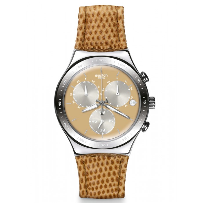 SWATCH Sand Dune μπεζ δερμάτινο λουρί YCS582 SWATCH Sand Dune μπεζ δερμάτινο λουρί YCS582