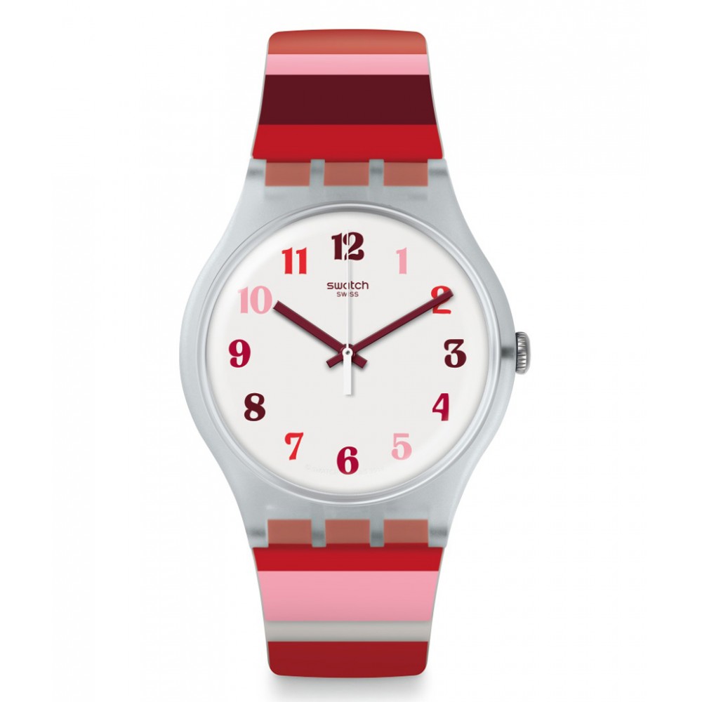 SWATCH TRAMONTO OCCASO ΡΟΛΟΙ Κόκκινο Λουράκι Σιλικόνης SUOK138 