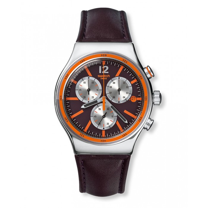 SWATCH Prisoner Brown Leather Chronograph YVS413