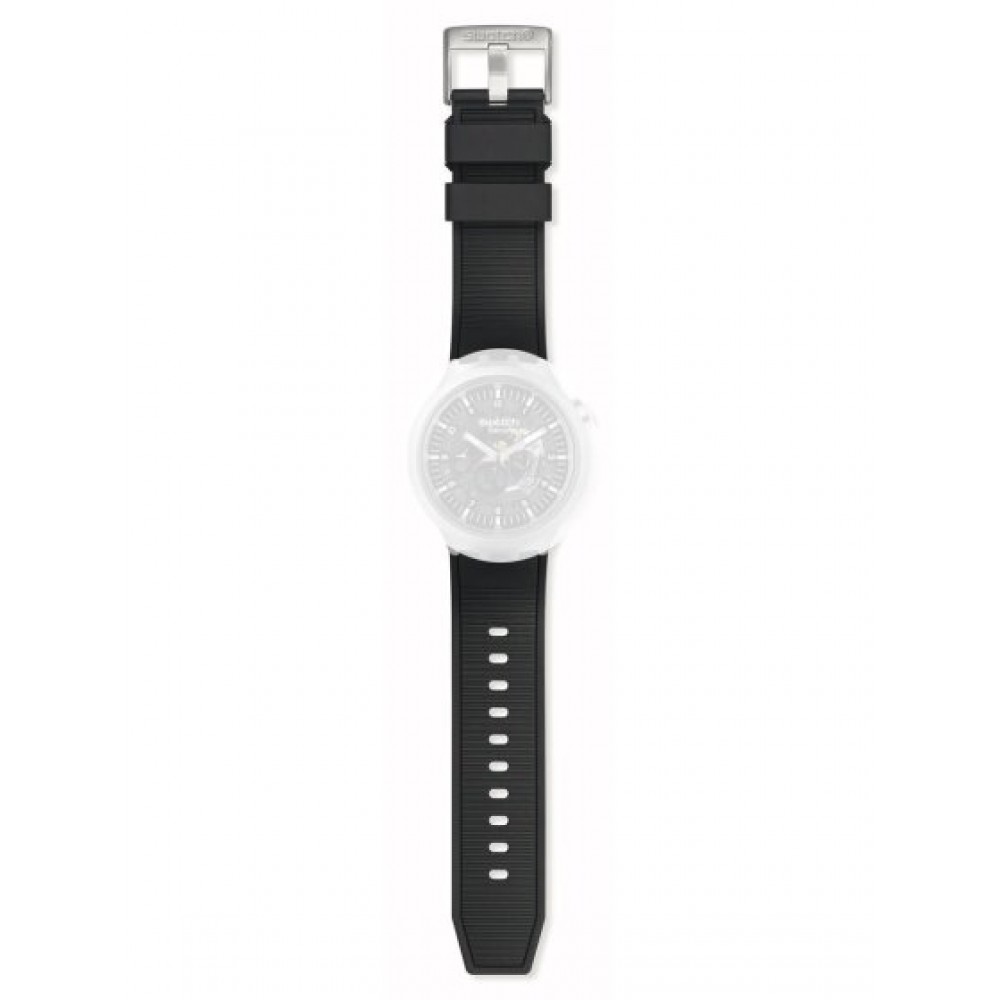 SWATCH DARK IRONY Λουράκι Μαύρο από Σιλικόνη 19mm ASB07S105