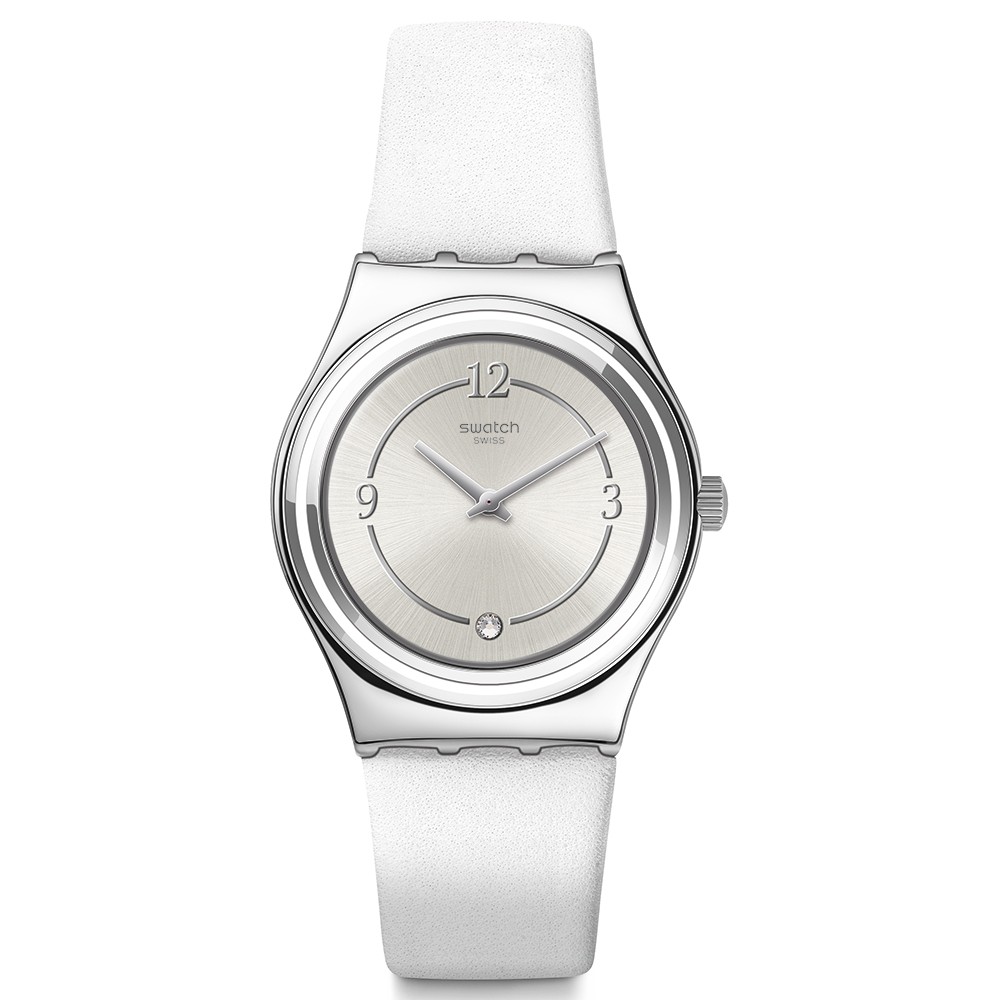 SWATCH MADAME BLANCHETTE Λευκό δερμάτινο λουράκι  17mm AYLS213