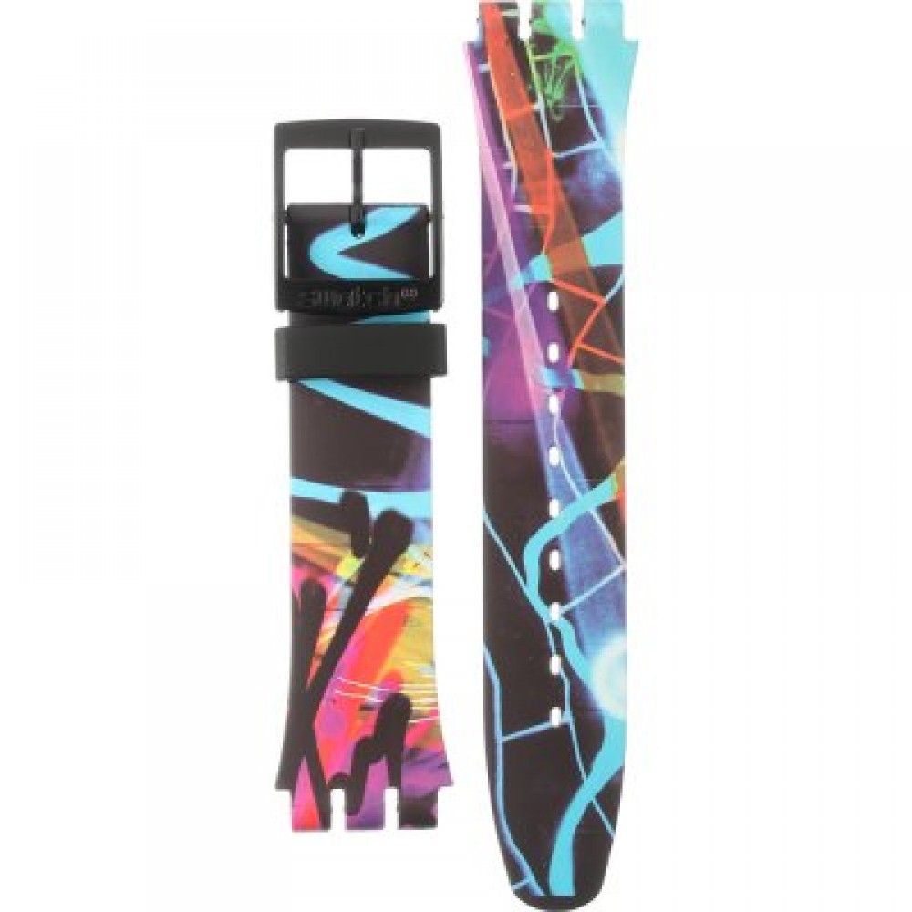 SWATCH CITY WALLS Λουράκι σιλικόνης πολύχρωμο 20mm ASUOB163