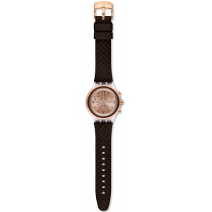 SWATCH ELEBROWN Καφέ Καουτσούκ Λουράκι Χρονογράφος SVCK1005