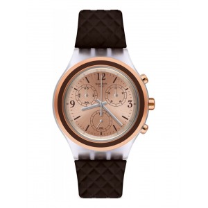 SWATCH ELEBROWN Καφέ Καουτσούκ Λουράκι Χρονογράφος SVCK1005