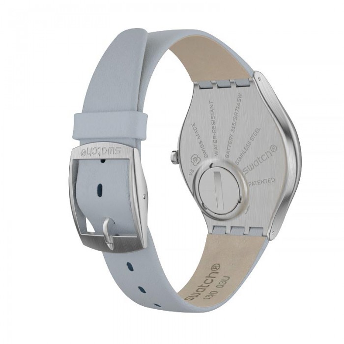SWATCH SKINDREAM Ρολόι Γυναικείο Ανοιχτό Μπλε δερμάτινο λουρί SYXS118