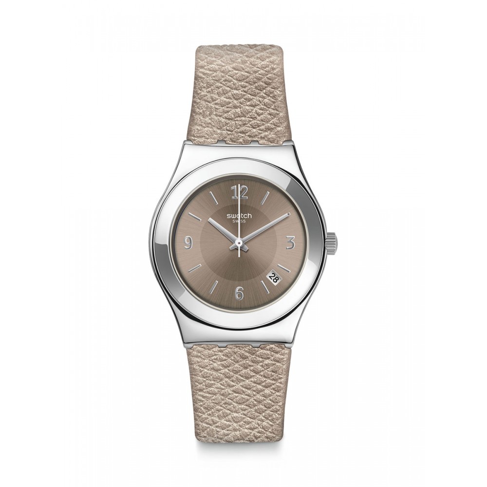 SWATCH JUSTSAND Ρολόι Καφέ Δερμάτινο Λουρί YLS467