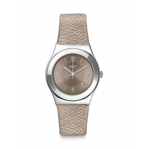 SWATCH JUSTSAND Ρολόι Καφέ Δερμάτινο Λουρί YLS467