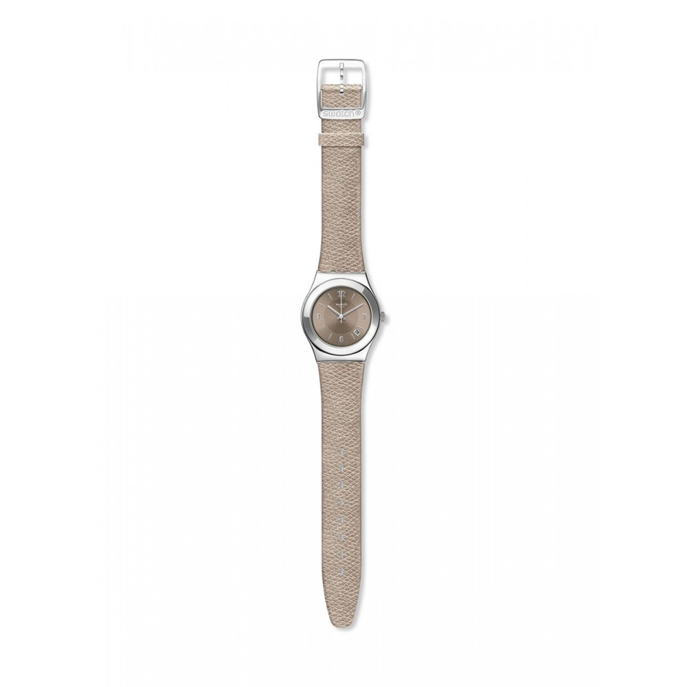 SWATCH JUSTSAND Ρολόι Καφέ Δερμάτινο Λουρί YLS467