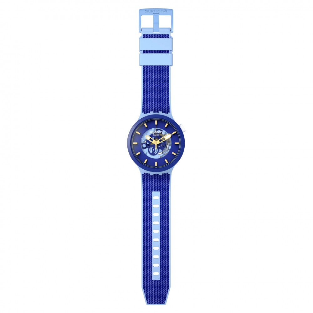 SWATCH BIG BOLD BIOCERAMIC BOUNCING BLUE Ρολόι Μπλε Λουράκι Σιλικόνης SB05N105