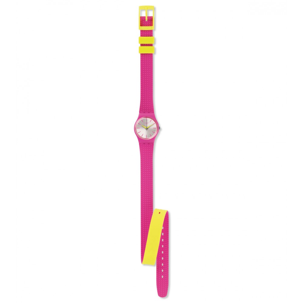 SWATCH FIOCCOROSA Ρολόι γυναικείο-παιδικό ροζ-κίτρινο λουράκι σιλικόνης LP143