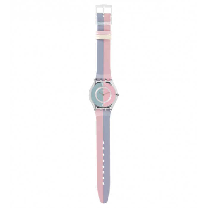 SWATCH FOND DE TEINT Ρολόι Γυναικείο Ροζ και Μπλε λουράκι σιλικόνης SFK398