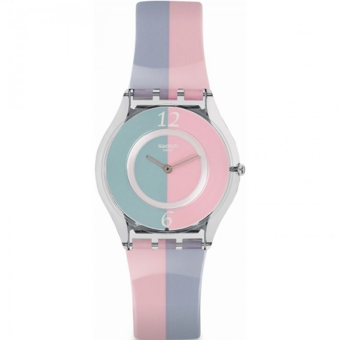 SWATCH FOND DE TEINT Ρολόι Γυναικείο Ροζ και Μπλε λουράκι σιλικόνης SFK398