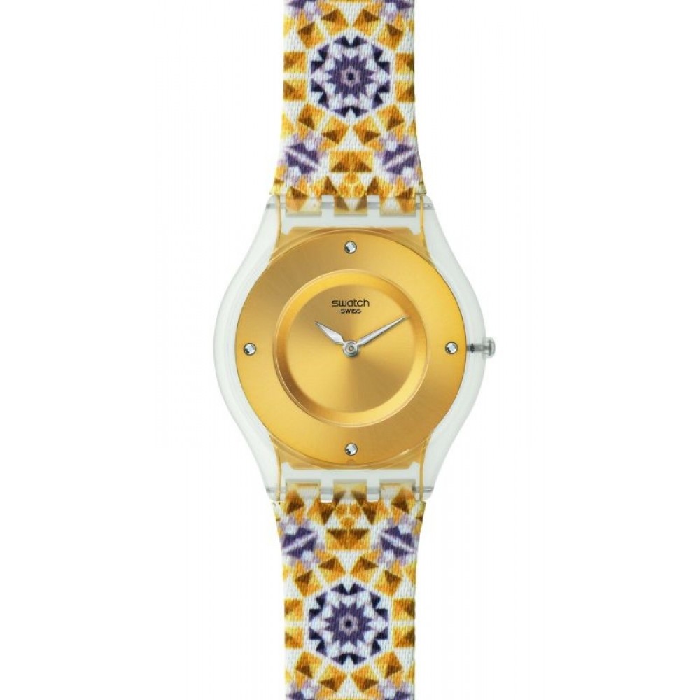 SWATCH SEMINATO Ρολόι Γυναικείο Πολύχρωμο Υφασμάτινο/Δερμάτινο λουράκι  SFW107