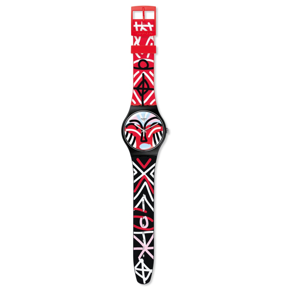 SWATCH MASK PARADE Unisex watch Multicolor Silicone Strap SUOB127
