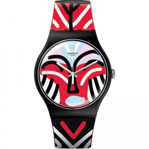 SWATCH MASK PARADE Unisex watch Multicolor Silicone Strap SUOB127