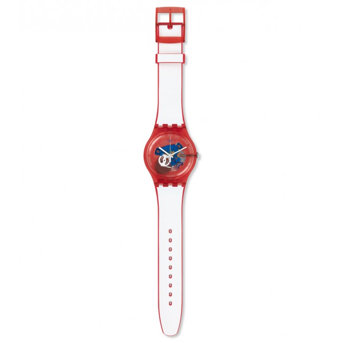 SWATCH CLOWNFISH RED Unisex Ρολόι Λευκό  Λουράκι Σιλικόνης SUOR102