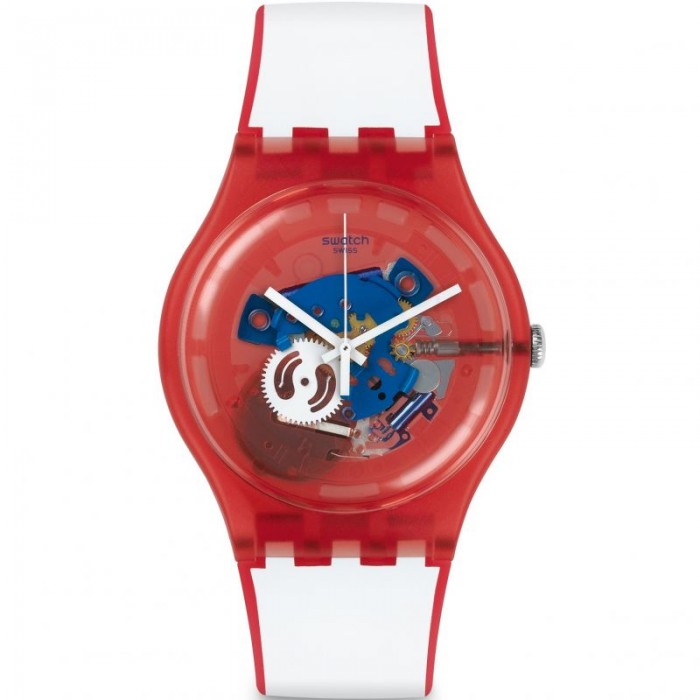 SWATCH CLOWNFISH RED Unisex Ρολόι Λευκό  Λουράκι Σιλικόνης SUOR102