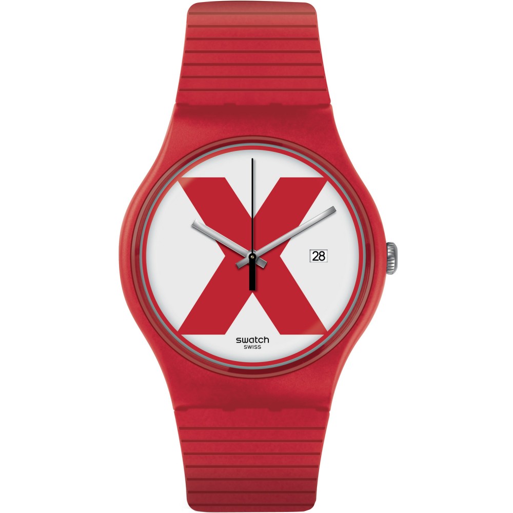 SWATCH XX-RATED RED Unisex Ρολόι Κόκκινο Λουράκι Σιλικόνης SUOR400