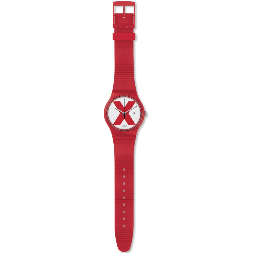 SWATCH XX-RATED RED Unisex Ρολόι Κόκκινο Λουράκι Σιλικόνης SUOR400