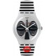SWATCH MASKARA Unisex Ρολόι Λευκό με μαύρες ρίγες Λουράκι Σιλικόνης SUOW122