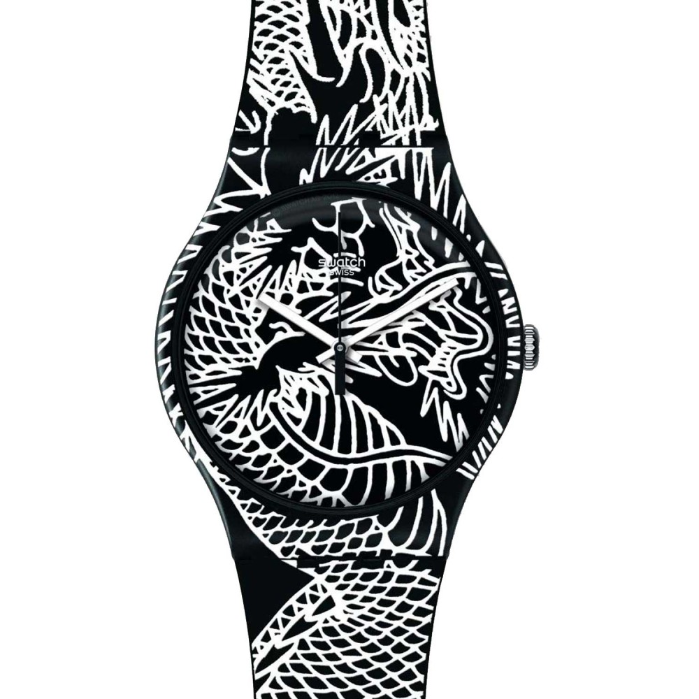SWATCH DRACONEM Unisex watch Black Silicone Strap SUOZ150