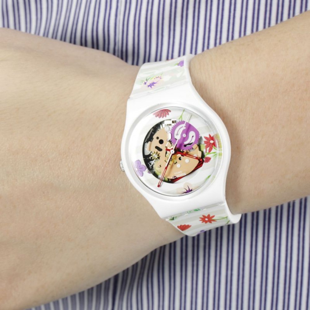SWATCH BLOSSOMING LOVE Γυναικείο Ρολόι Πολύχρωμο Λουράκι Σιλικόνης GZ290