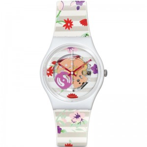 SWATCH BLOSSOMING LOVE Γυναικείο Ρολόι Πολύχρωμο Λουράκι Σιλικόνης GZ290