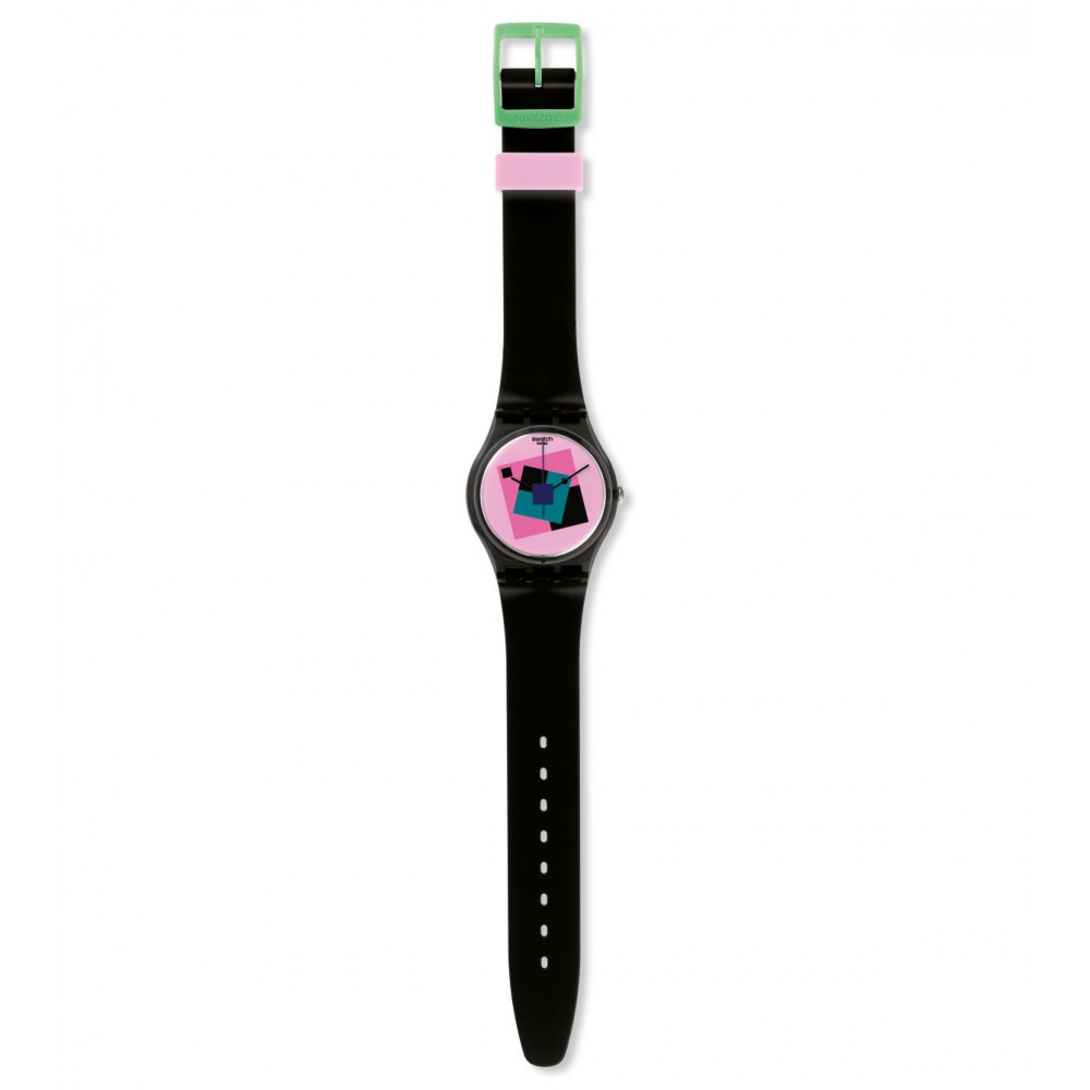 SWATCH CRAZY SQUARE Ladies watch Black Silicone strap GA109