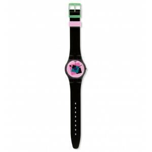 SWATCH CRAZY SQUARE Ladies watch Black Silicone strap GA109