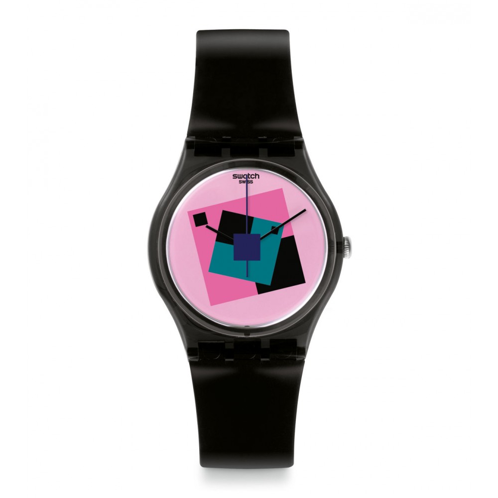 SWATCH CRAZY SQUARE Ladies watch Black Silicone strap GA109