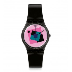 SWATCH CRAZY SQUARE Ladies watch Black Silicone strap GA109