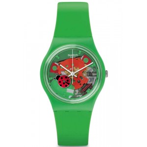 SWATCH CHOUPETTE Γυναικείο Ρολόι Πράσινο Λουράκι  Σιλικόνης GG220