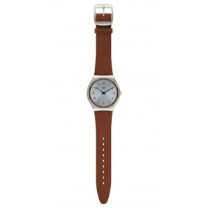 SWATCH BIENNE BY NIGHT Men's watch Brown leather strap SS07S108