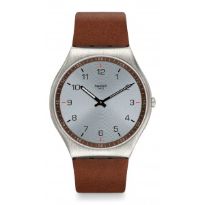 SWATCH BIENNE BY NIGHT Men's watch Brown leather strap SS07S108