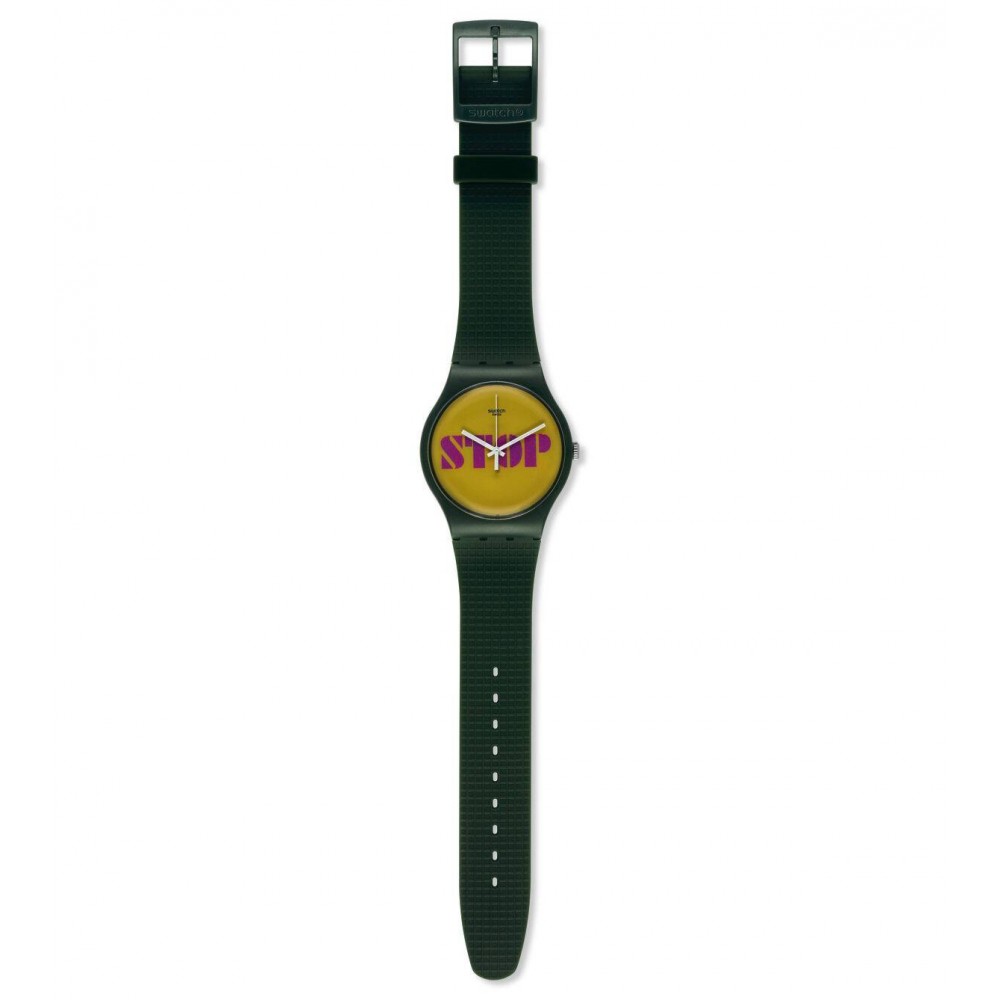 SWATCH STOP THINK TALK Unisex watch Green Silicone strap SUOG104