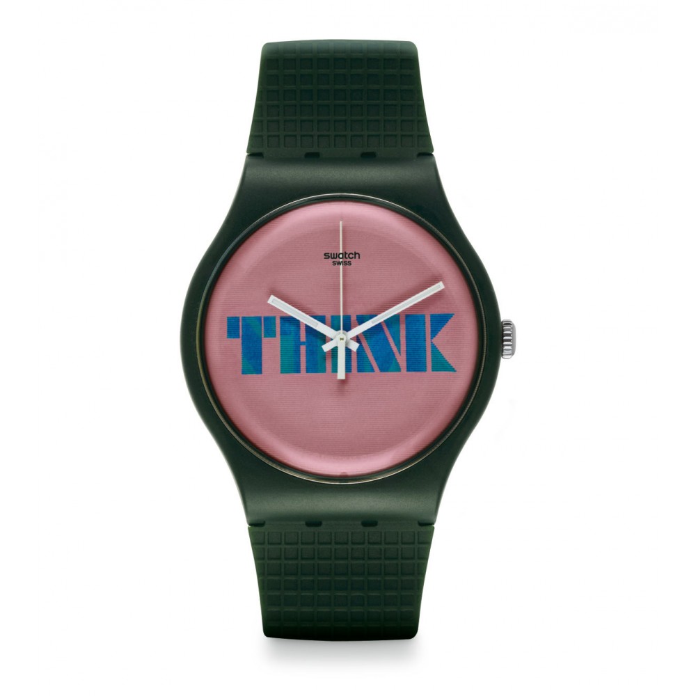 SWATCH STOP THINK TALK Unisex watch Green Silicone strap SUOG104