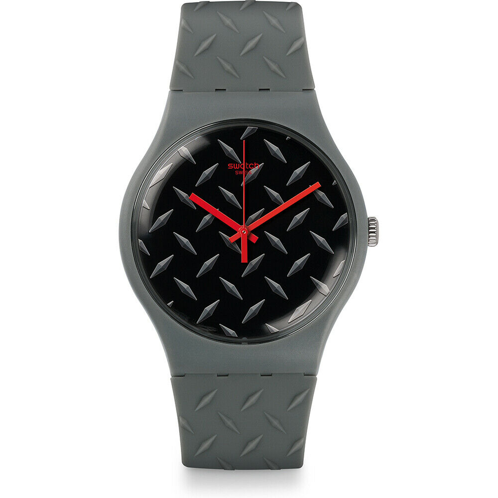 SWATCH TEXT-URE Unisex Ρολόι Γκρι Λουράκι Σιλικόνης SUOM102