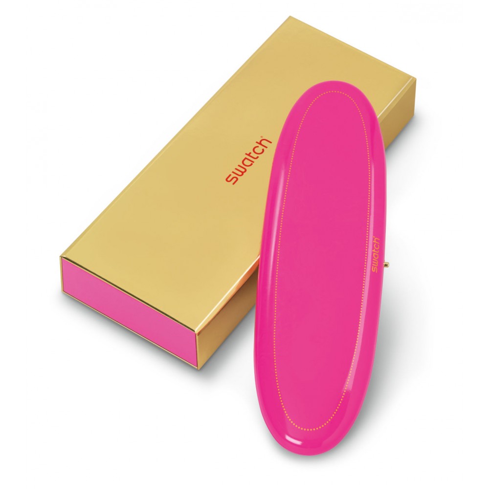 SWATCH FUTURING BY EVA & ADELE Ladies watch Fuchsia and gold Silicone strap SUOZ200