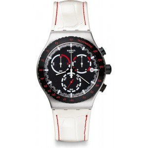 SWATCH DAIKANYAMA Ρολόι- Χρονογράφος ανδρικό Λευκό Δερμάτινο λουράκι YVS407