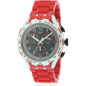 SWATCH RED ATTACK Men's watch - chronograph Red Silicone/ Aluminioum Bracelet YYS4018AG