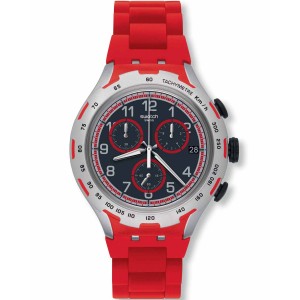 SWATCH RED ATTACK Men's watch - chronograph Red Silicone/ Aluminioum Bracelet YYS4018AG