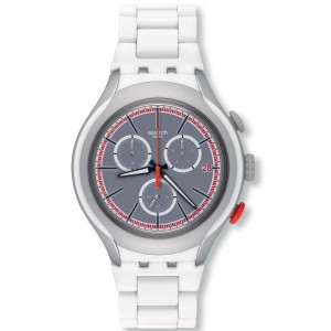 SWATCH WHITE ATTACK Men's watch - chronograph White Silicone/ Aluminioum Bracelet YYS4019AG