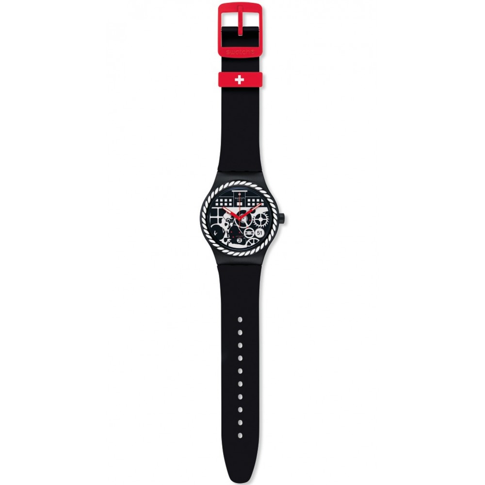 SWATCH SISTEM SCHWIIZ Automatic Men's watch Black Silicone strap SUTB404 