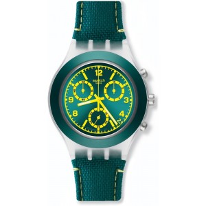 SWATCH COLESLAW ΡΟΛΟΙ Χρονογράφος Unisex Πράσινο Υφασμάτινο/Δερμάτινο Λουράκι SVCK4070